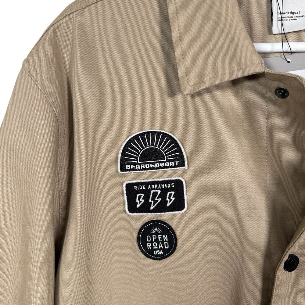Bearded Goat Khaki Canvas Utility Jacket Flannel Lined Utility Outdoor Size M - Picture 3 of 12